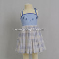 cotton blue summer plaid dress for kids
